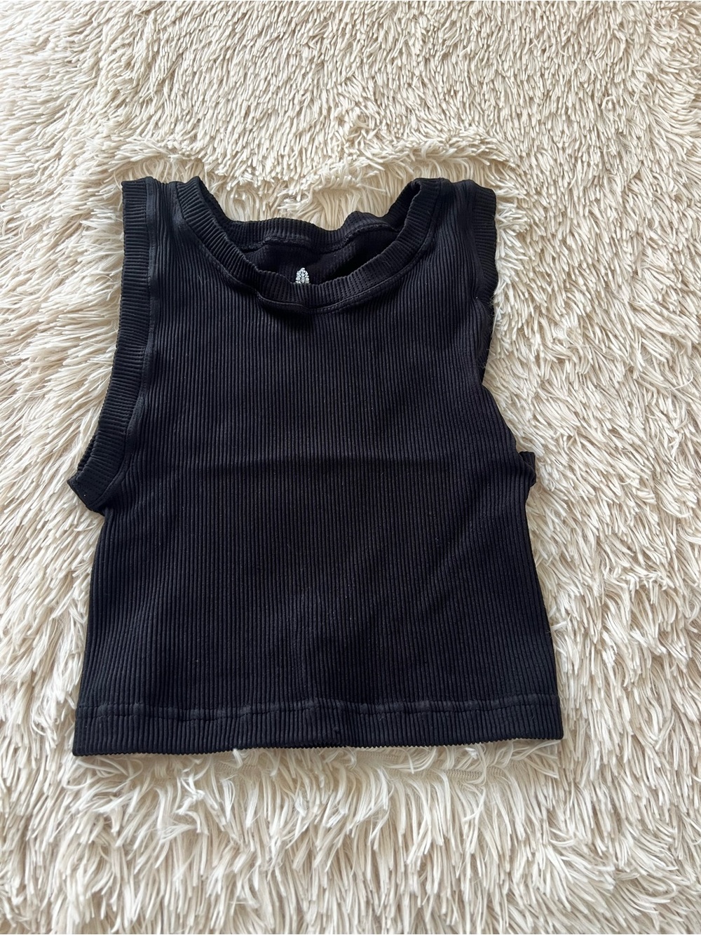 Free People Black Ribbed Crop Tank